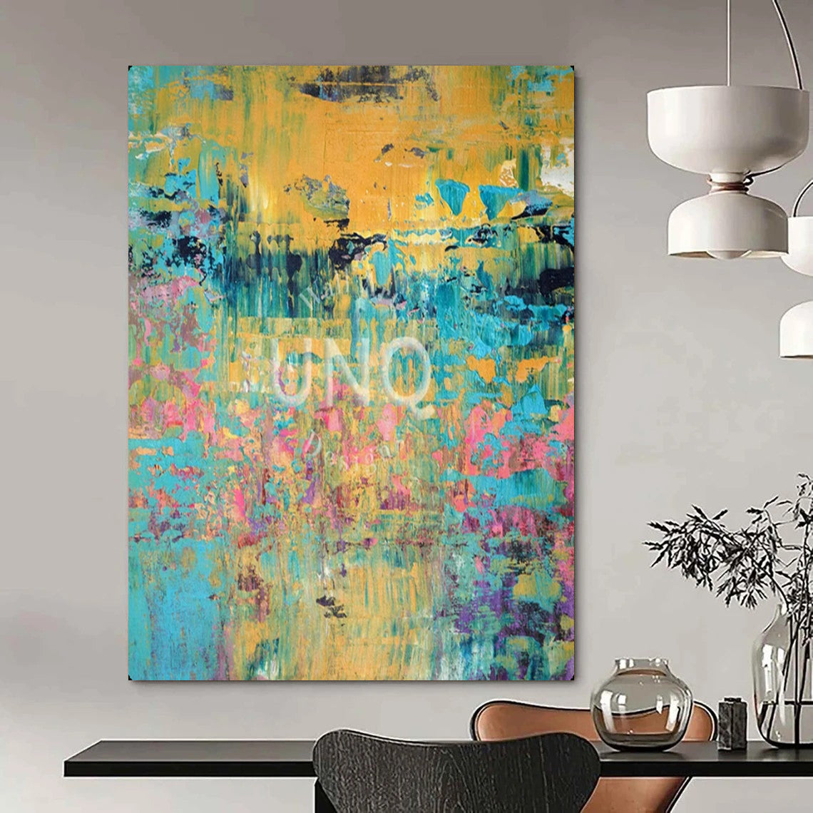 “Colorful Abstract Textured Art” – Impasto Oil Painting On Canvas CT2167