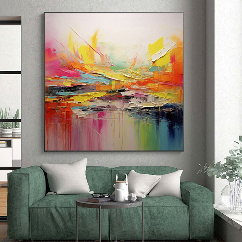 “Explosive Color Bursts, Dynamic Abstract Shapes” - “Color Eruption”，Abstract Acrylic Painting CT0695