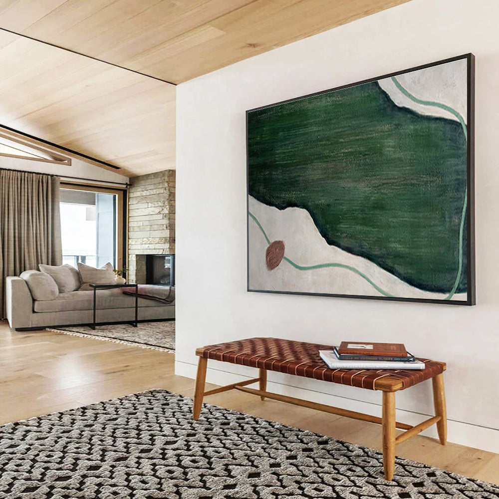Green - White Abstract Terrain - Abstract Landscape Painting On Canvas DKH610