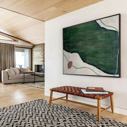 Green - White Abstract Terrain - Abstract Landscape Painting On Canvas DKH610