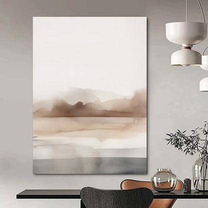 “Gradient Mountain Haze” – Abstract Watercolor Landscape with Beige and Gray Layers CT2061