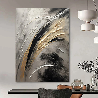 “Silver - Gold Textured Abstraction” - Textured Abstract Painting On Canvas DTP126