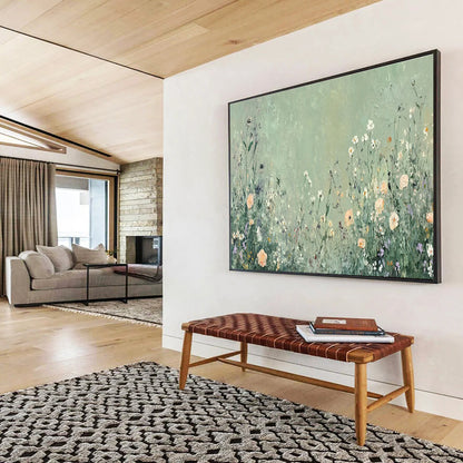 Wildflower Meadow On Green Background Painting On Canvas DKH668