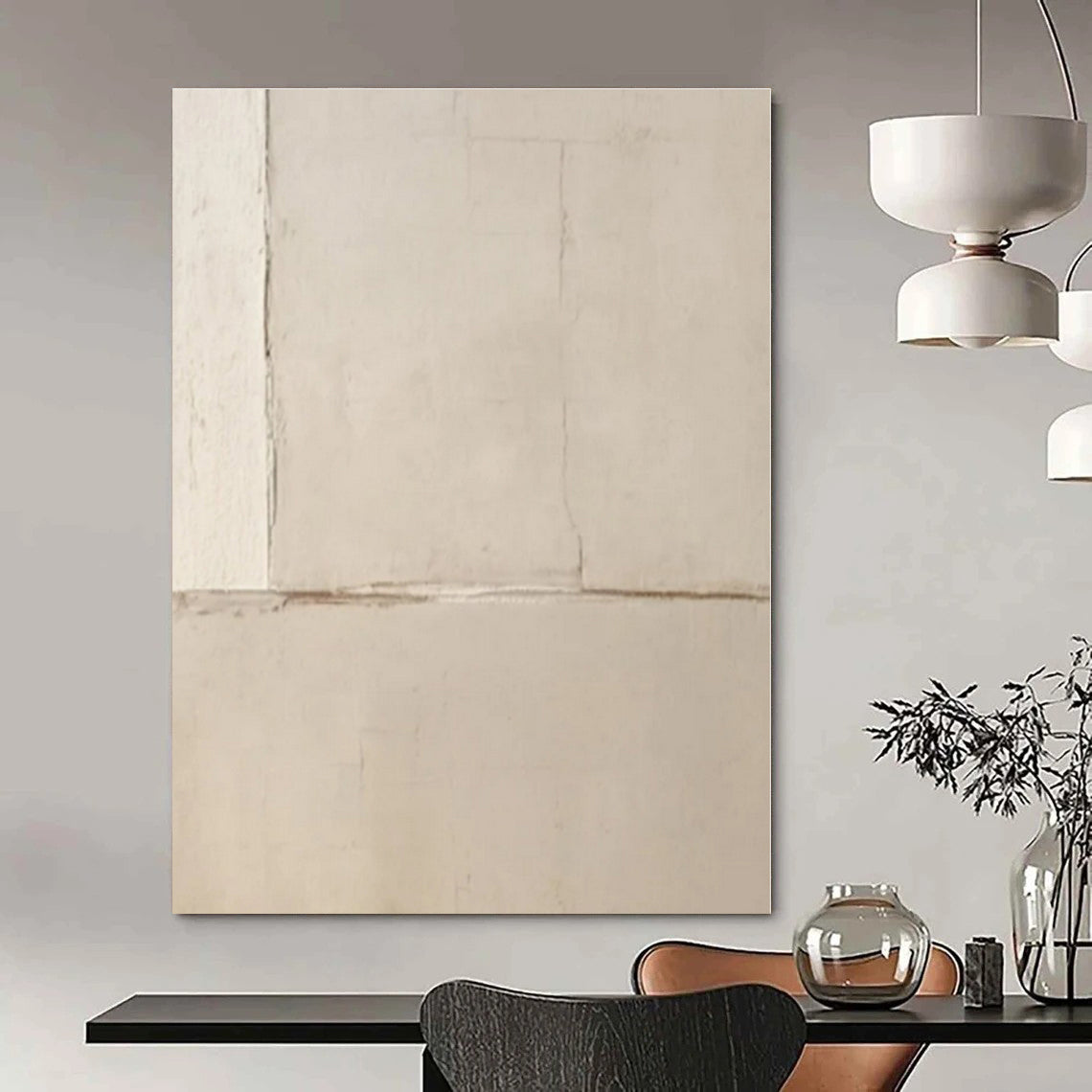 Cracked Beige Plaster - Textural Abstract Plaster & Paint On Canvas CT1304