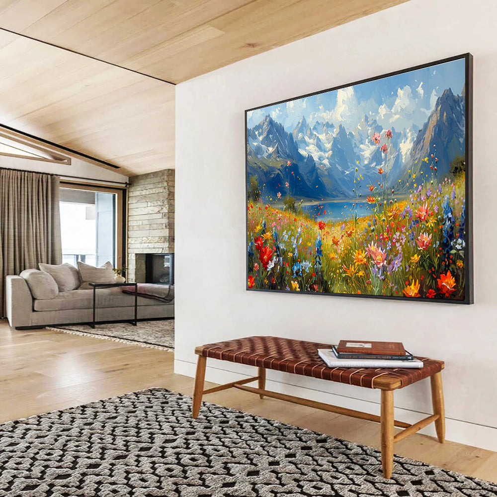 “Mountain Meadow”：Vibrant Impasto Nature Painting On Canvas DKH256