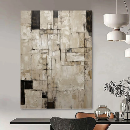 Neutral Grid Abstract - Abstract Painting On Canvas DKH1315
