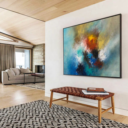 “Vibrant Color Fusion - Swirling Blues, Yellows, and Reds” Painting On Canvas DKH002
