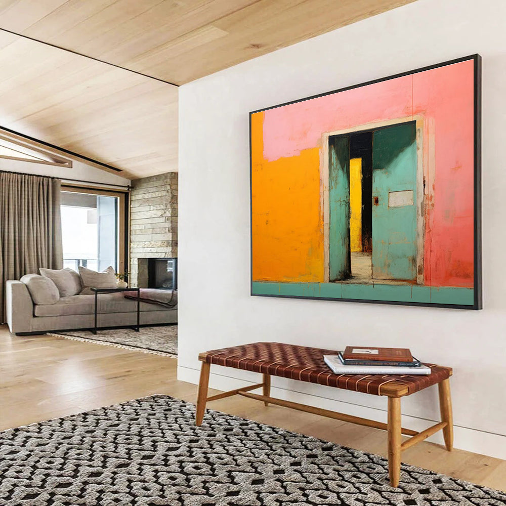 Colorful Doorway - Abstract Architectural Painting On Canvas DKH641