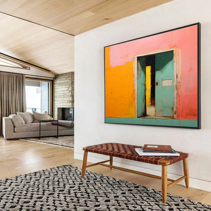 Colorful Doorway - Abstract Architectural Painting On Canvas DKH641