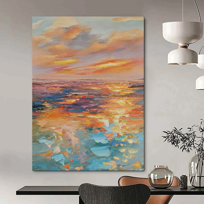“Sunset Sea of Colors: Impasto Maritime Landscape” - Impressionist Oil on Canvas CT1898