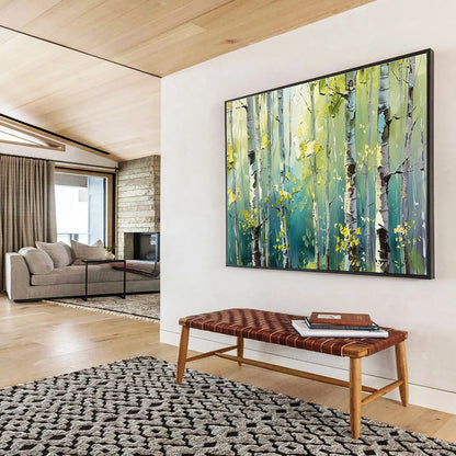 Sunlit Birch Forest Painting On Canvas DKH670