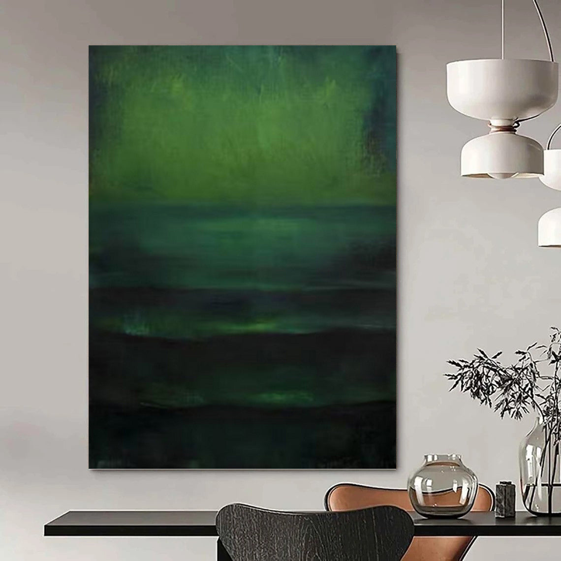 “Emerald Horizons” - Layers of Green & Teal Abstract Painting On Canvas DKH1189