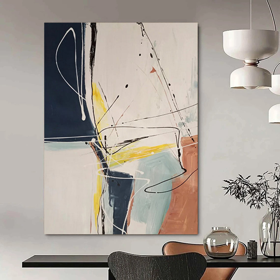 “Dynamic Line and Color” - Abstract Expressionist Painting On Canvas DTP037