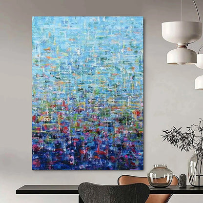 “Blue Abstract Pointillist - Style” - Abstract Painting On Canvas CT2349