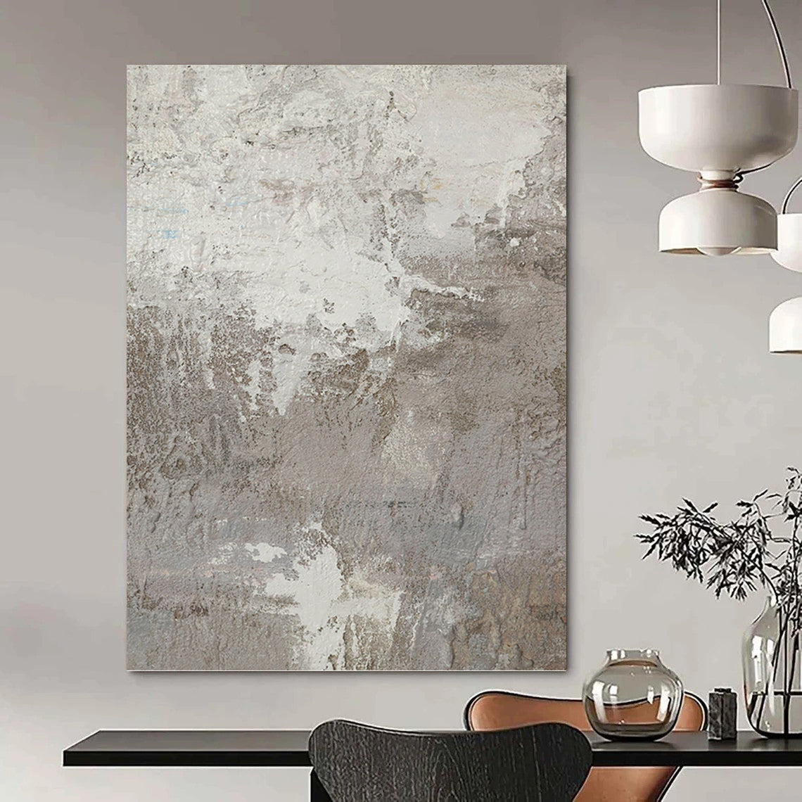 Textured Gray and White Abstract - Abstract Painting On Canvas DKH1500
