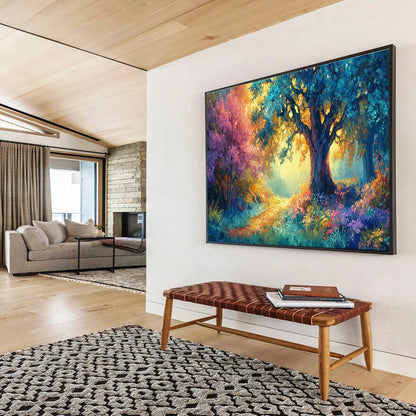 “Enchanted Forest Path” - Colorful, Vibrant Landscape Fantasy Painting On Canvas DKH697