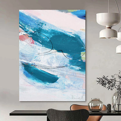 “Blue - Pink Abstract Strokes” - Abstract Expressionist Painting On Canvas DTP151