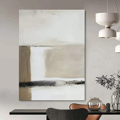 Beige & Black Minimalist Blocks - "Quiet Divides" - Abstract Minimalist Painting CT1477