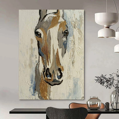 “Gilded Equine Glimpse” - Gold - Accented Horse Head Painting On Canvas CT2186