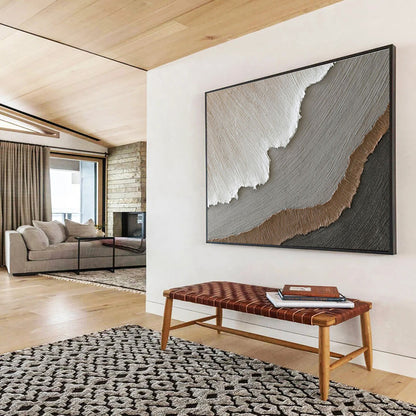 “Layered Neutrals”：Textured Beige Gray Abstract Painting On Canvas DKH251
