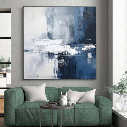 “Blue - Gray - White Abstract Structures” ，Abstract Oil Painting CT0851