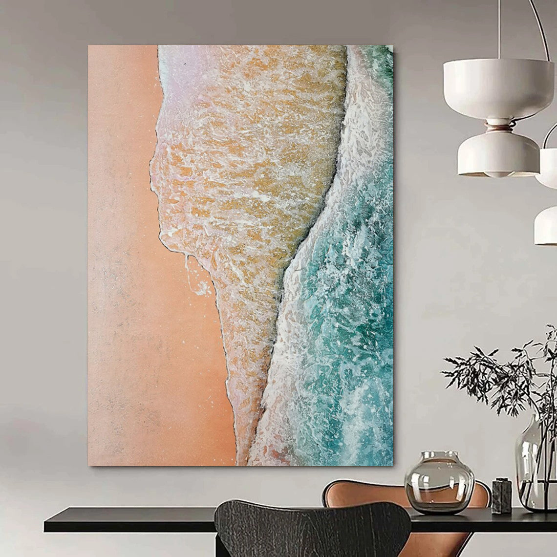 “Aerial Beach View” - Impressionist Landscape Painting On Canvas DTP044