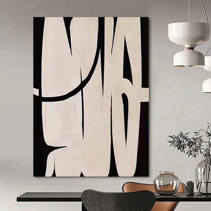 “Black and White Bold Forms” – Graphic Abstract Painting CT1119