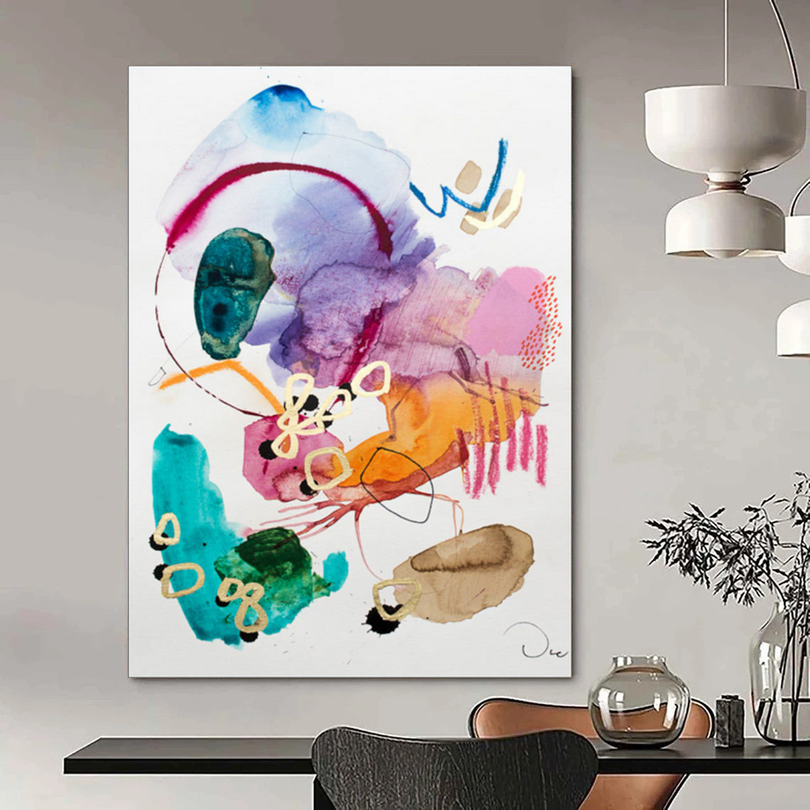 “Color Burst” - Abstract Watercolor - Ink Fusion Art on Canvas CT1869