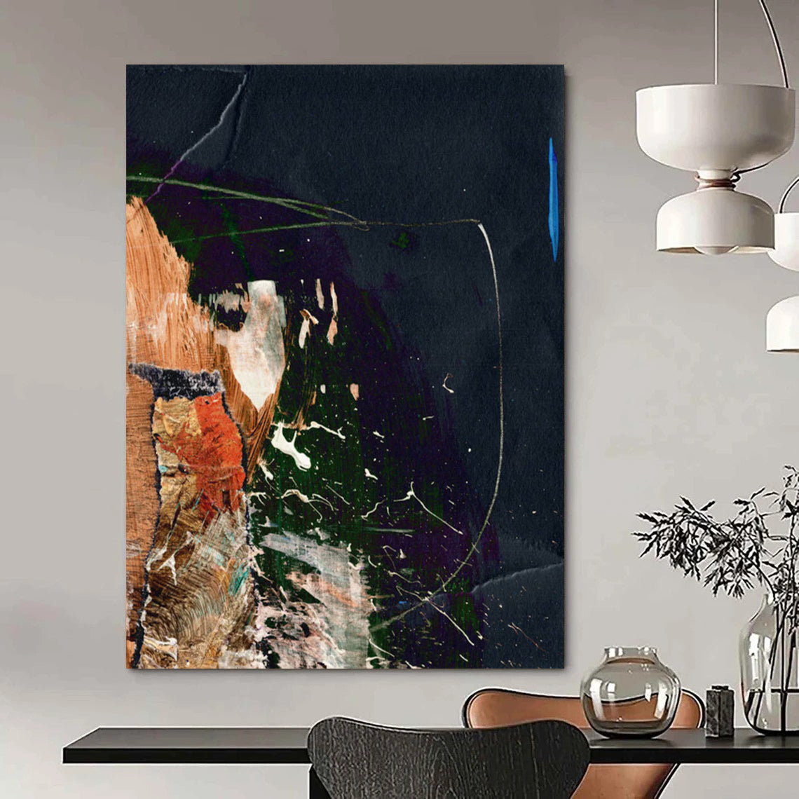 “Dark Mixed - Media Collage” - Modernist Mixed - Media Art On Paper DTP170