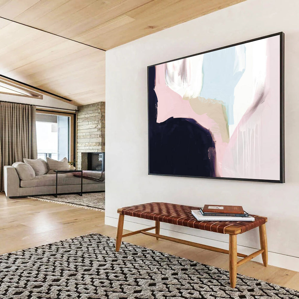 “Soft Pastel Shapes” Minimalist Abstract Painting On Canvas DLZ132