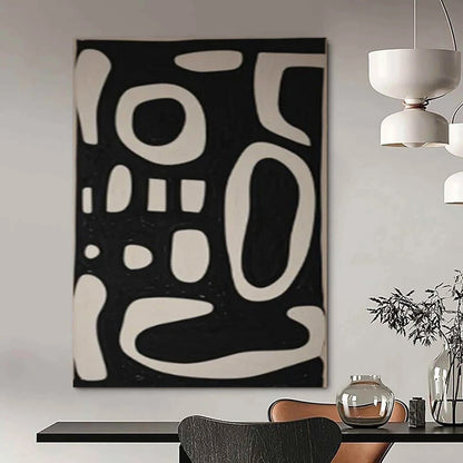 “Playful Black - White Shapes” – Abstract Expressionist Painting CT1075