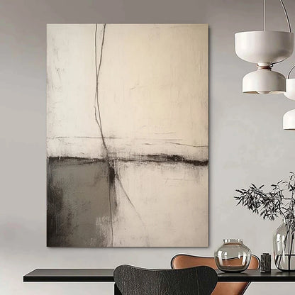 “Black, White, Gray Textured Lines ‘Quiet Contemplation’” - Impasto Abstract Painting On Canvas DTP370