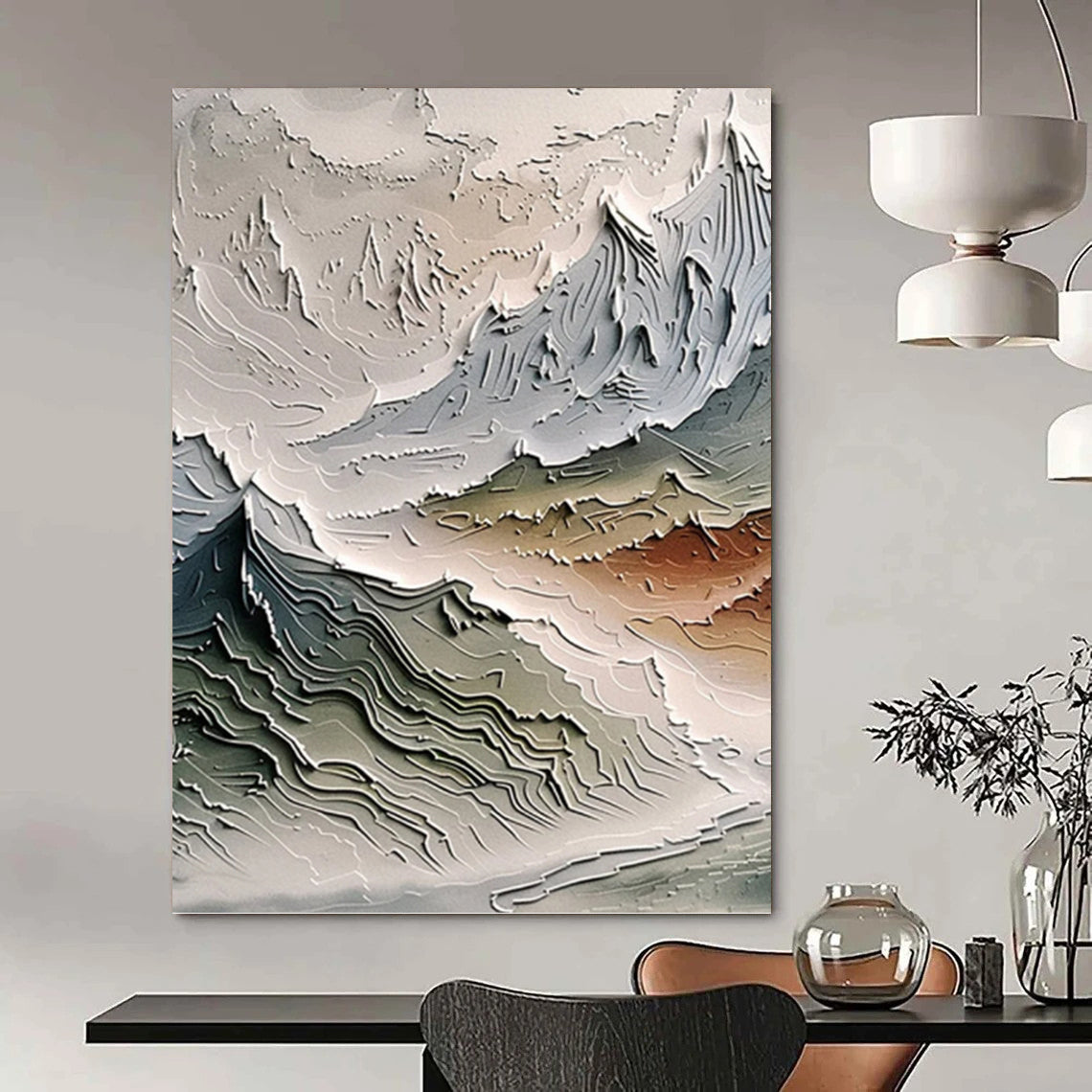 “Multicolor Textured Mountainscape” Painting On Canvas DKH0981
