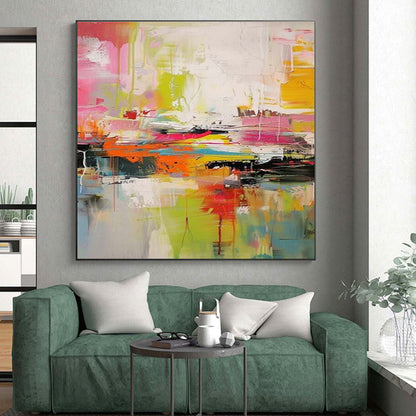 “Rainbow - Bright Chaos, Layered Abstract Forms” - “Urban Kaleidoscope”，Abstract Acrylic Painting CT0697