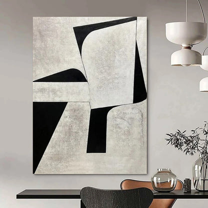 “Black and White Geometric - Modernist Vision” Painting On Canvas DKH1128