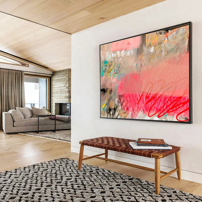 Blush & Brushstrokes Pink Colorful Abstract Strokes Painting On Canvas DKH206