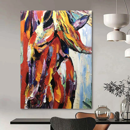 Vibrant Colorful Horse - Impasto Animal Painting On Canvas DKH1272