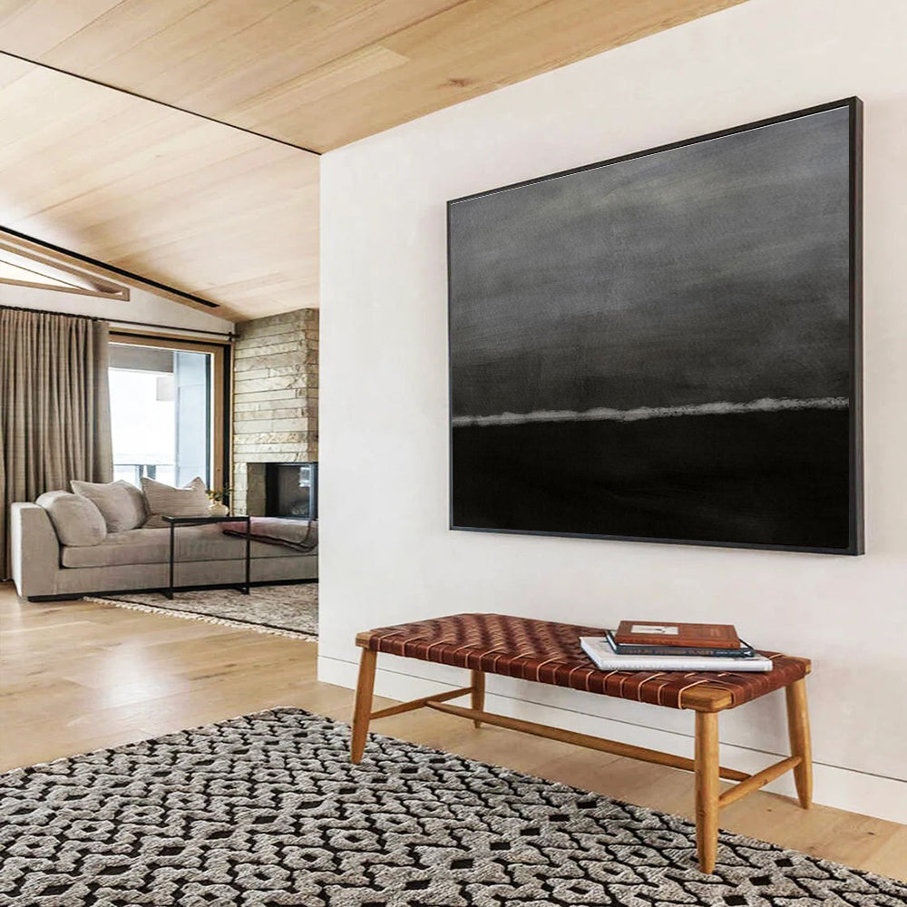 Dark Horizon - Monochromatic Abstract Landscape Painting On Canvas DKH598