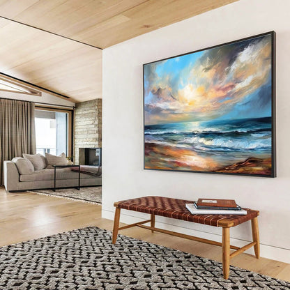 Colorful Seaside Sunset “Vibrant Coastal Twilight” Painting On Canvas DKH152