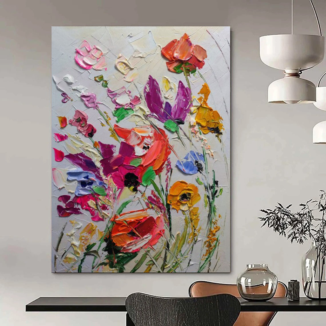 “3D Floral Burst - Multicolor Impasto Flower Bouquet” Painting On Canvas DTP265