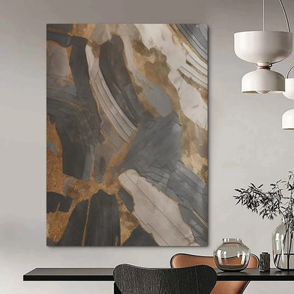 “Black - Gold Textured Abstraction” - Textured Abstract Painting On Canvas DTP137