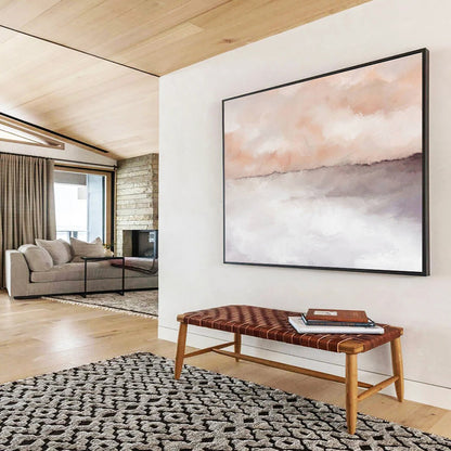 “Blush & Gray Abstract Horizon” Abstract Tonalist Painting On Canvas DKH418