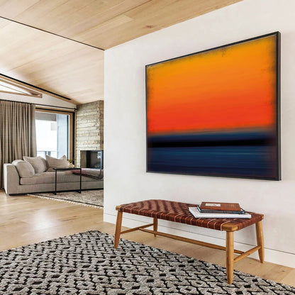 “Orange - Blue Abstract Sunset” Abstract Color - Field Painting On Canvas DKH449
