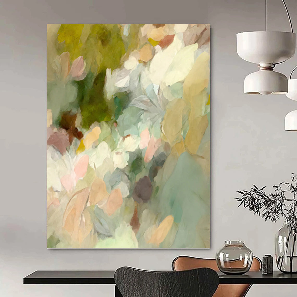 Pastel Floral Impression - Soft Abstract Flower Painting On Canvas DKH1352