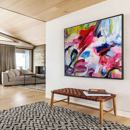 Energetic Colorful Swirl Abstract Painting On Canvas DKH297