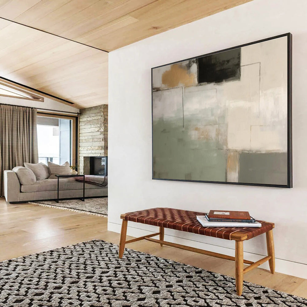 Geometric Neutral Abstract Painting On Canvas DKH328