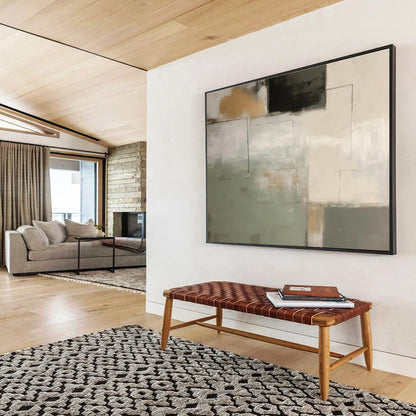 Geometric Neutral Abstract Painting On Canvas DKH328