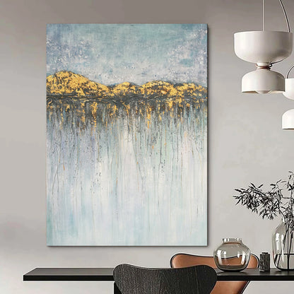 “Gold - Drenched Mountain Reflections” – Textured Abstract Landscape CT2077