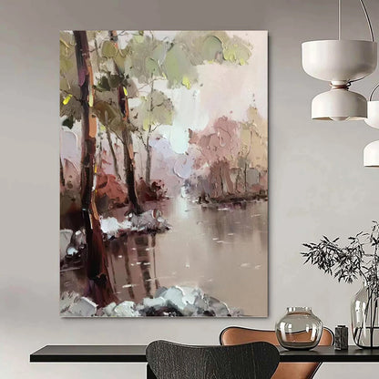 Pastel Forest River - Impressionistic Landscape Painting On Canvas DKH1296