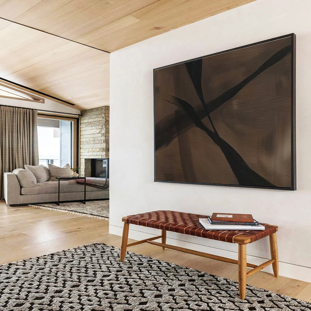 Brown and Black Abstract “Earthy Shadow Abstraction” Painting On Canvas DKH143